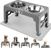Elevated Dog Bowls for Small Dogs and Cats with Mat, Non-Slip Cat Bowls with 2 Thick 5.5" Stainless Steel Dishes