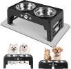 Elevated Dog Bowls for Small Dogs and Cats with Mat, Non-Slip Cat Bowls with 2 Thick 5.5" Stainless Steel Dishes