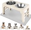Elevated Dog Bowls for Small Dogs and Cats with Mat, Non-Slip Cat Bowls with 2 Thick 5.5" Stainless Steel Dishes