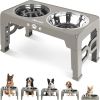 Elevated Dog Bowls for Small Dogs and Cats with Mat, Non-Slip Cat Bowls with 2 Thick 5.5" Stainless Steel Dishes