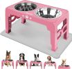 Elevated Dog Bowls for Small Dogs and Cats with Mat, Non-Slip Cat Bowls with 2 Thick 5.5" Stainless Steel Dishes