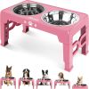Elevated Dog Bowls for Small Dogs and Cats with Mat, Non-Slip Cat Bowls with 2 Thick 5.5" Stainless Steel Dishes
