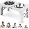 Elevated Dog Bowls for Small Dogs and Cats with Mat, Non-Slip Cat Bowls with 2 Thick 5.5" Stainless Steel Dishes
