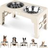 Elevated Dog Bowls for Small Dogs and Cats with Mat, Non-Slip Cat Bowls with 2 Thick 5.5" Stainless Steel Dishes