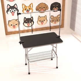 36" Professional Dog Pet Grooming Table Adjustable Heavy Duty Portable w/Arm & Noose & Mesh Tray (Color: as Pic)