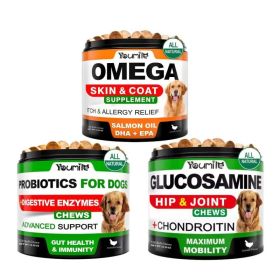 Youmile Hip & Joint Health Supplement For Dogs 120 Chews, Glucosamine Chondroitin MSM Dog Chews With Hyaluronic Acid, Liver Flavored Bone & Joint (Option: ProbioticsOMEGA3 Fish OilHip)