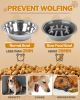 Elevated Dog Bowls for Small Dogs and Cats with Mat, Non-Slip Cat Bowls with 2 Thick 5.5" Stainless Steel Dishes