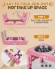 Elevated Dog Bowls for Small Dogs and Cats with Mat, Non-Slip Cat Bowls with 2 Thick 5.5" Stainless Steel Dishes