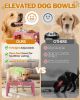Elevated Dog Bowls for Small Dogs and Cats with Mat, Non-Slip Cat Bowls with 2 Thick 5.5" Stainless Steel Dishes