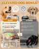 Elevated Dog Bowls for Small Dogs and Cats with Mat, Non-Slip Cat Bowls with 2 Thick 5.5" Stainless Steel Dishes