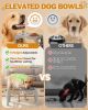 Elevated Dog Bowls for Small Dogs and Cats with Mat, Non-Slip Cat Bowls with 2 Thick 5.5" Stainless Steel Dishes