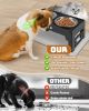 Elevated Dog Bowls for Small Dogs and Cats with Mat, Non-Slip Cat Bowls with 2 Thick 5.5" Stainless Steel Dishes