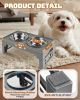 Elevated Dog Bowls for Small Dogs and Cats with Mat, Non-Slip Cat Bowls with 2 Thick 5.5" Stainless Steel Dishes